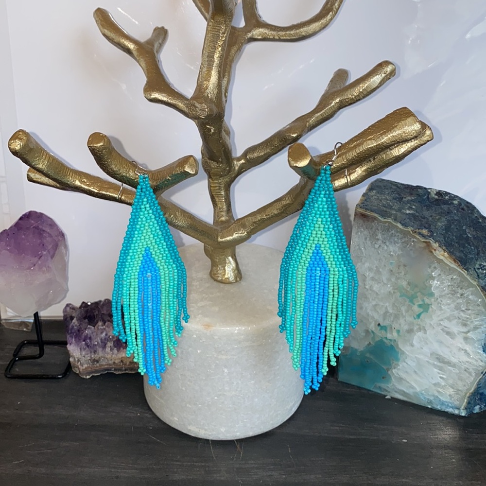 HP๐NEW Boho Stunning turquoise bead earrings - Picture 4 of 14